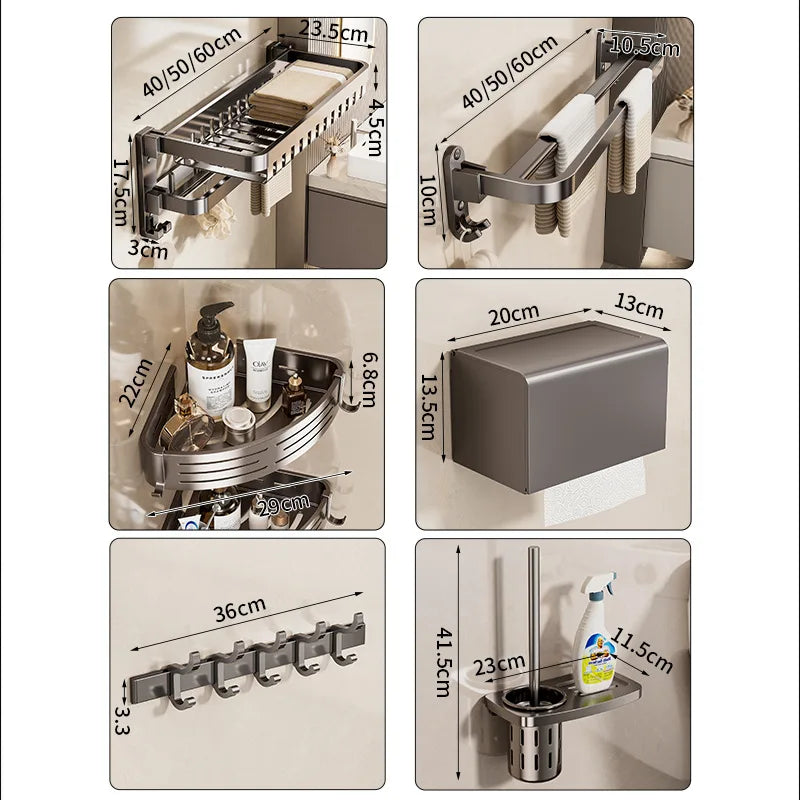 Gun Ash Towel Rack, Toilet Rack, Non-punching Bathroom Rack, Integrated Pendant, Toilet, Bathroom Towel Rack