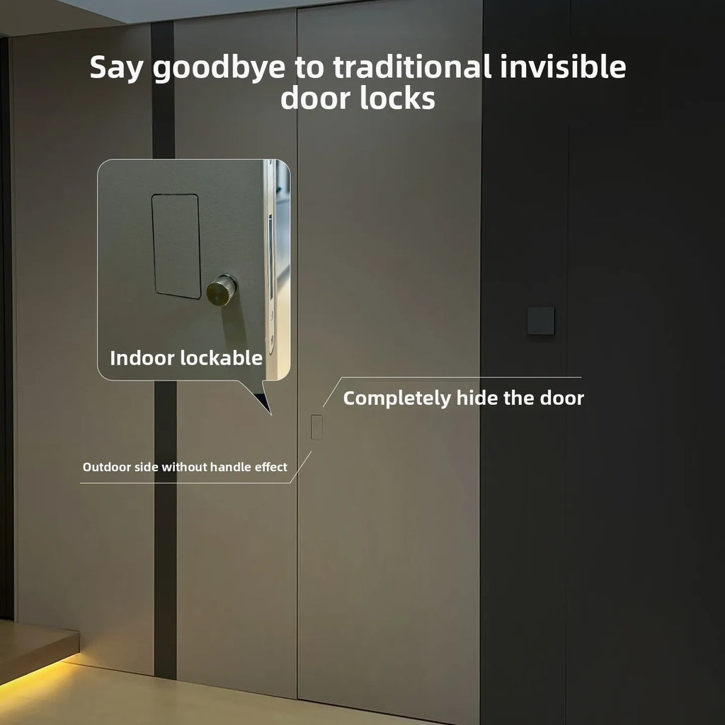 High-grade Handleless Invisible Door Lock Wooden Door Double-sided Press Door Magnetic Lock Minimalist Indoor Anti Hidden Lock