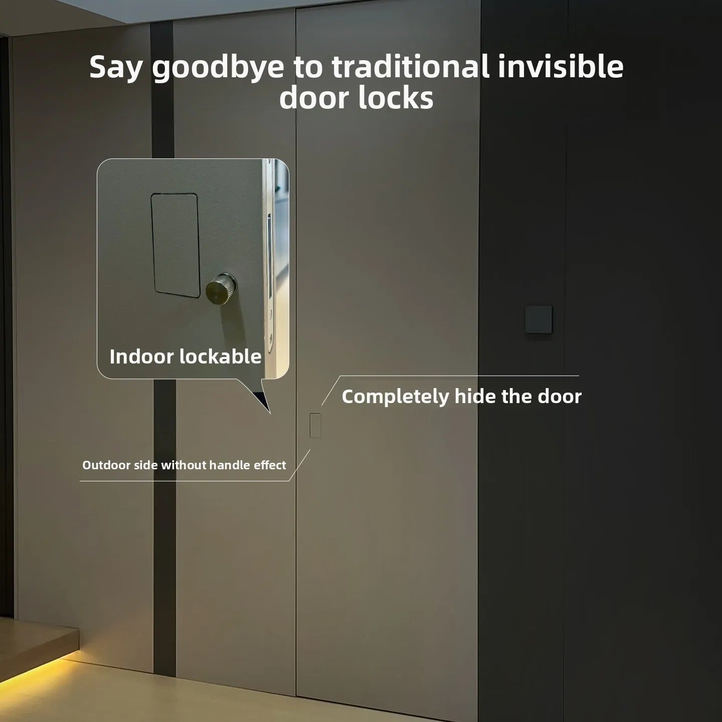 High-grade Handleless Invisible Door Lock Wooden Door Double-sided Press Door Magnetic Lock Minimalist Indoor Anti Hidden Lock