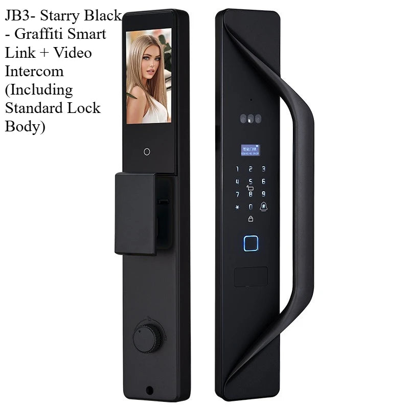 18 Languages Foreign Trade Smart Lock Fingerprint Lock Graffiti Visual Intercom 3D Facial Recognition Automatic Electronic Lock