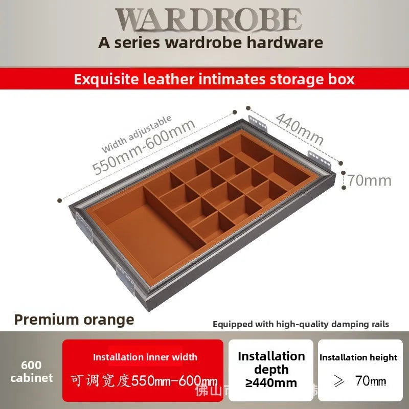 Multifunctional Telescopic Pants Rack Wardrobe Built-in Leather Jewelry Box Cloakroom Pull-up Pants Rack Pull Basket Storage Box