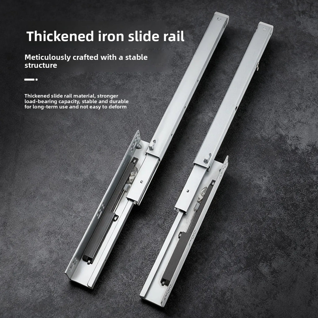 Drawer Three-section Synchronous Linkage Slide Rail Support Full Pull Slide Rail Damping Buffer Drawer Hidden Guide Rail