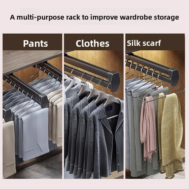 Manufacturer Pants Rack, Multi-functional Wardrobe, Clothing Pulling Track Shelf, Wardrobe Built-in Telescopic Pants Storage