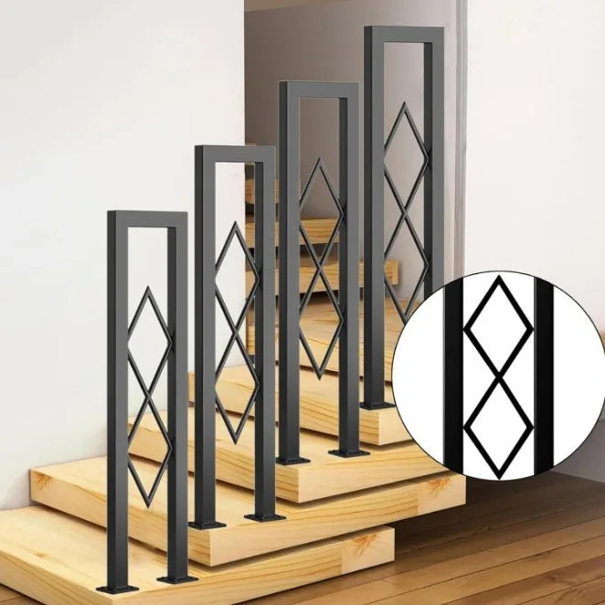 Nordic Simple Rhombus Handrail Stair Railing Wrought Iron Handrail Guardrail Column Indoor Stair Guardrail Gold Column