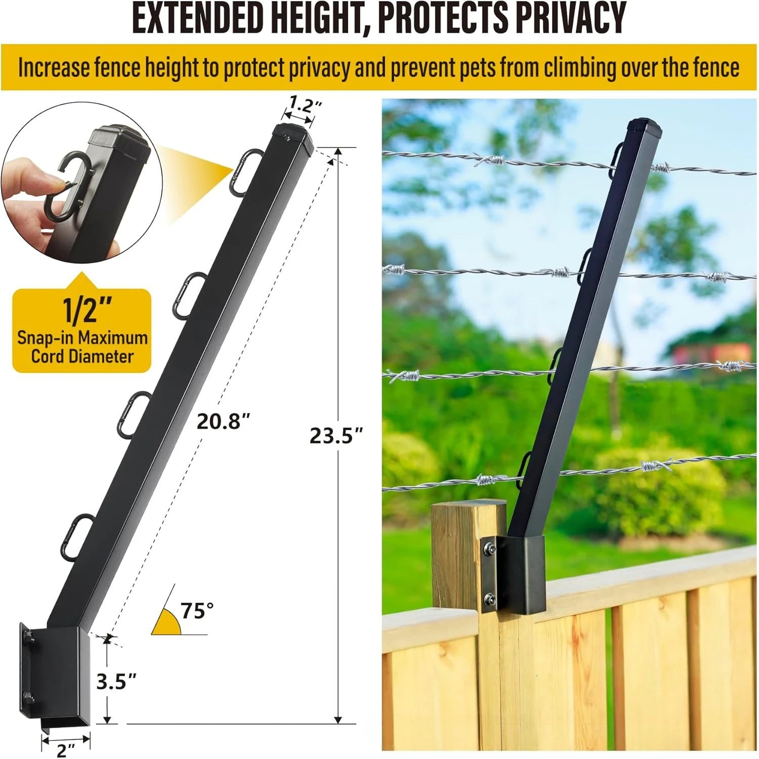 Fence Barbed Line Extension Arm Bracket Is Suitable for Outdoor Fences To Increase Height for Privacy and Pet Jumping