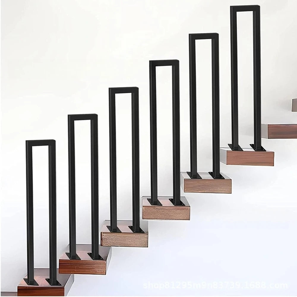 Black Sturdy Non-slip U-shaped Safety Guardrail Retro Industrial Iron Handrail Safety Handrail Stair Handrail Bracket