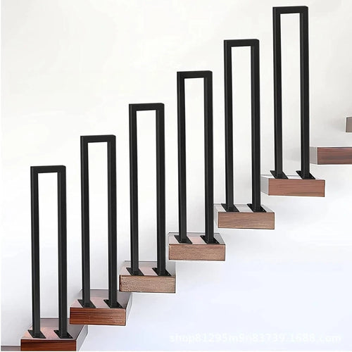 Black Sturdy Non-slip U-shaped Safety Guardrail Retro Industrial Iron Handrail Safety Handrail Stair Handrail Bracket