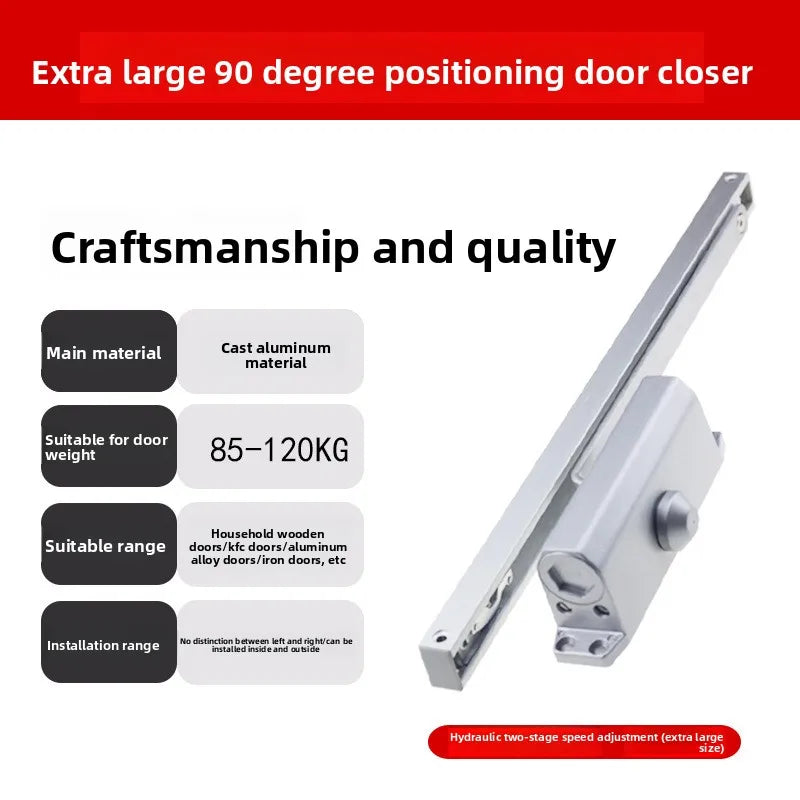 Slide Type Door Closer with 90° Positioning – Anti-theft Hydraulic Buffer