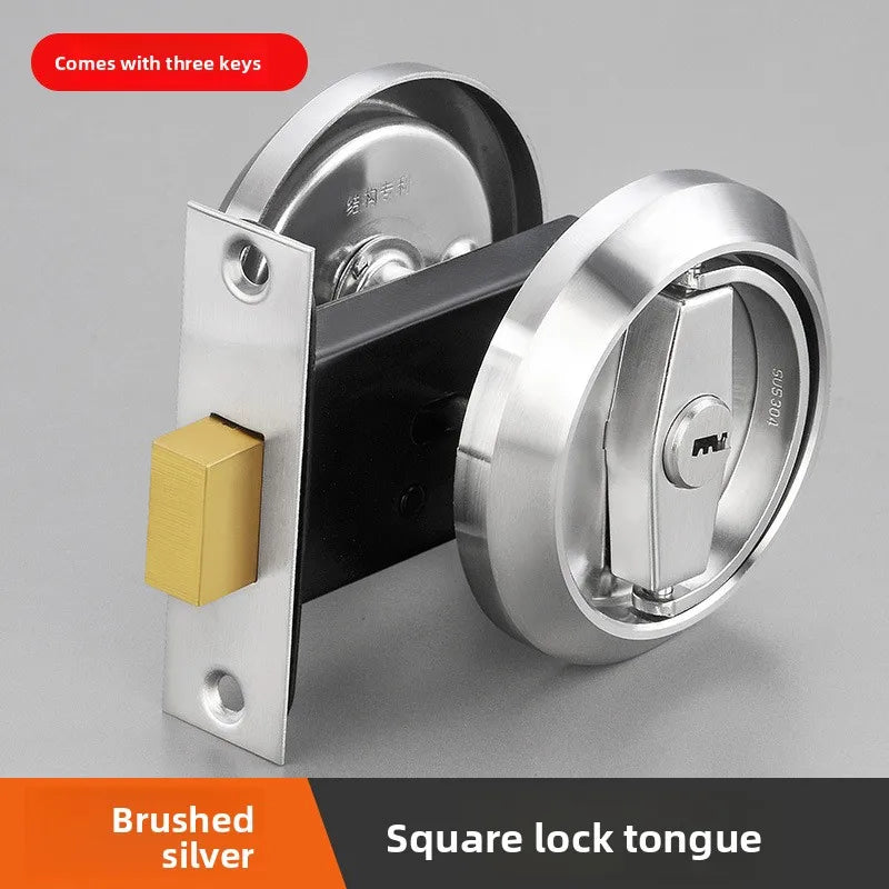 Hidden Double-sided Pull Ring Door Lock for Wooden Doors