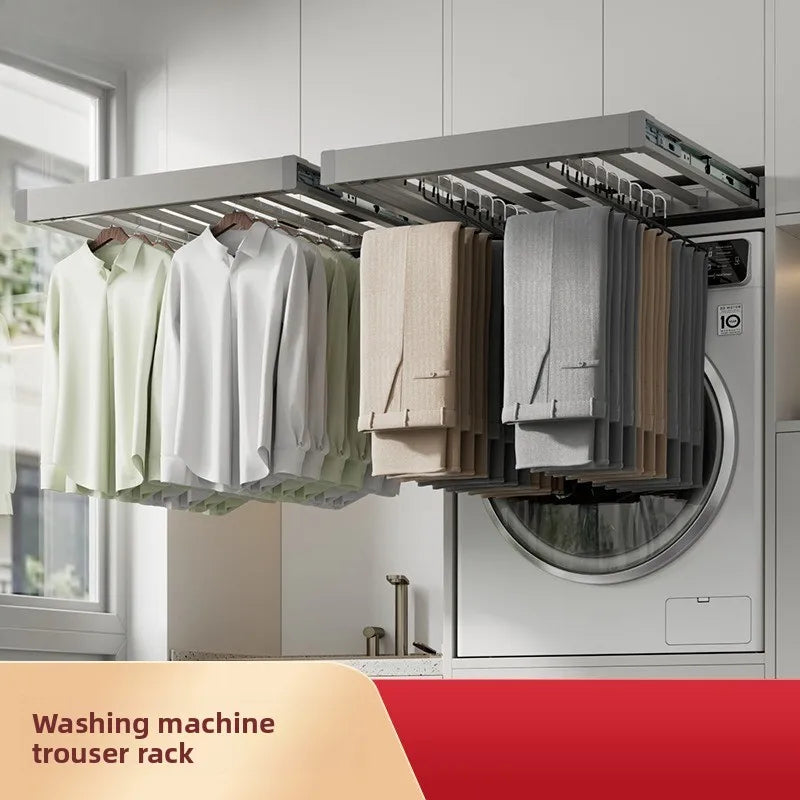 Washing Machine Pull Hanger, Hidden Telescopic Invisible Pants Hanger Above Balcony, Pants Draw Built-in Storage Slide