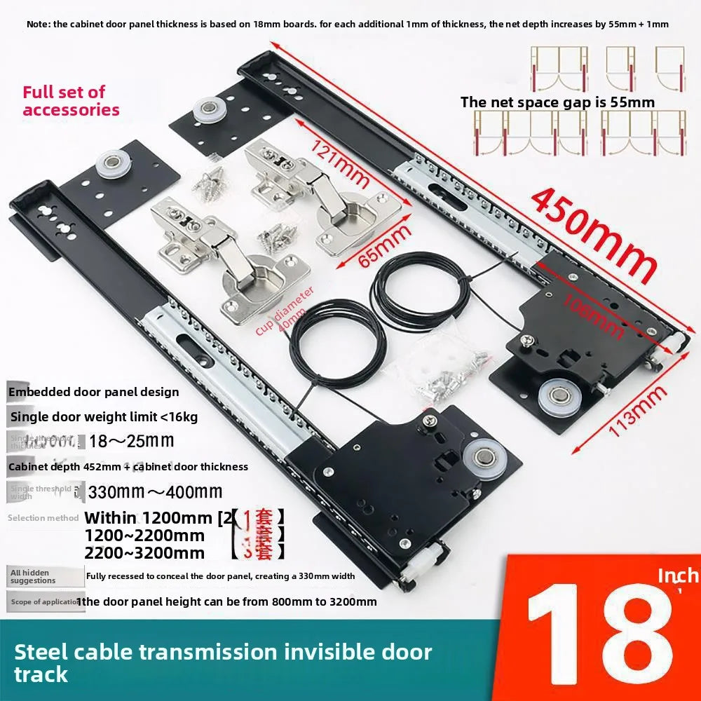 Hidden Swing Door Plug-in Track Cabinet Wardrobe Folding Telescopic Side Mount Reverse Swing Door Hardware Accessories