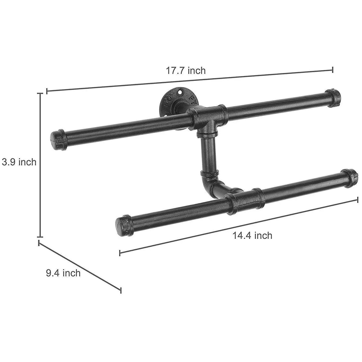 Industrial Air Duct Black Metal Pipe Wall-mounted Double-layer Hanger Hanging Clothing Rack Wall Water Pipe Coat Rack