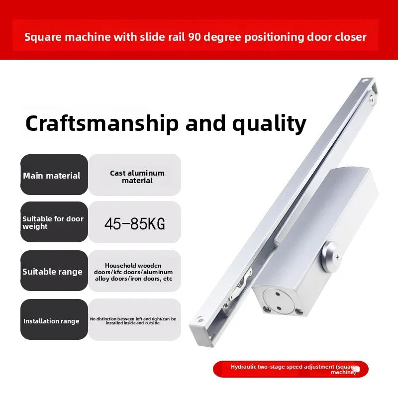 Slide Type Door Closer with 90° Positioning – Anti-theft Hydraulic Buffer