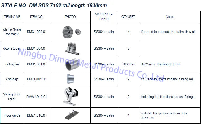 Dimon Customized High Quality SUS 304 Sliding Wooden Door Hardware DM-SDS 7102