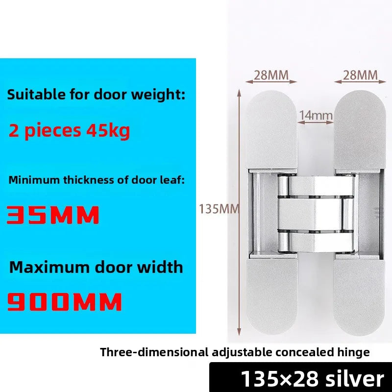 Hidden 3D Adjustable Zinc Alloy Door Hinge – Invisible Design
