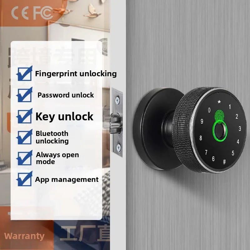 Spherical Fingerprint Smart Lock – Password Electronic Lock for Bedrooms & Homestays