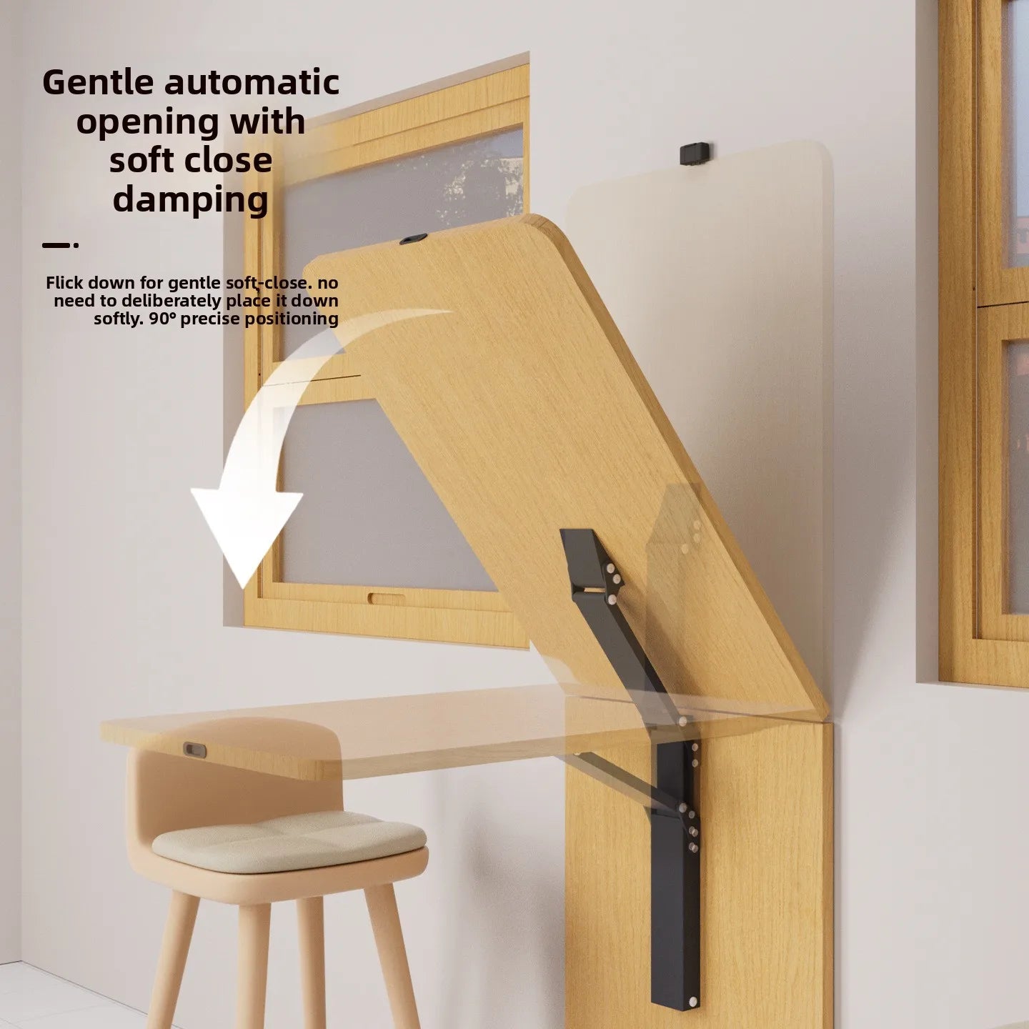 Ultra-thin Wall-mounted Folding Table Wall-mounted Damping Buffer Damper Bar Entrance and Exit Upturn Countertop Support