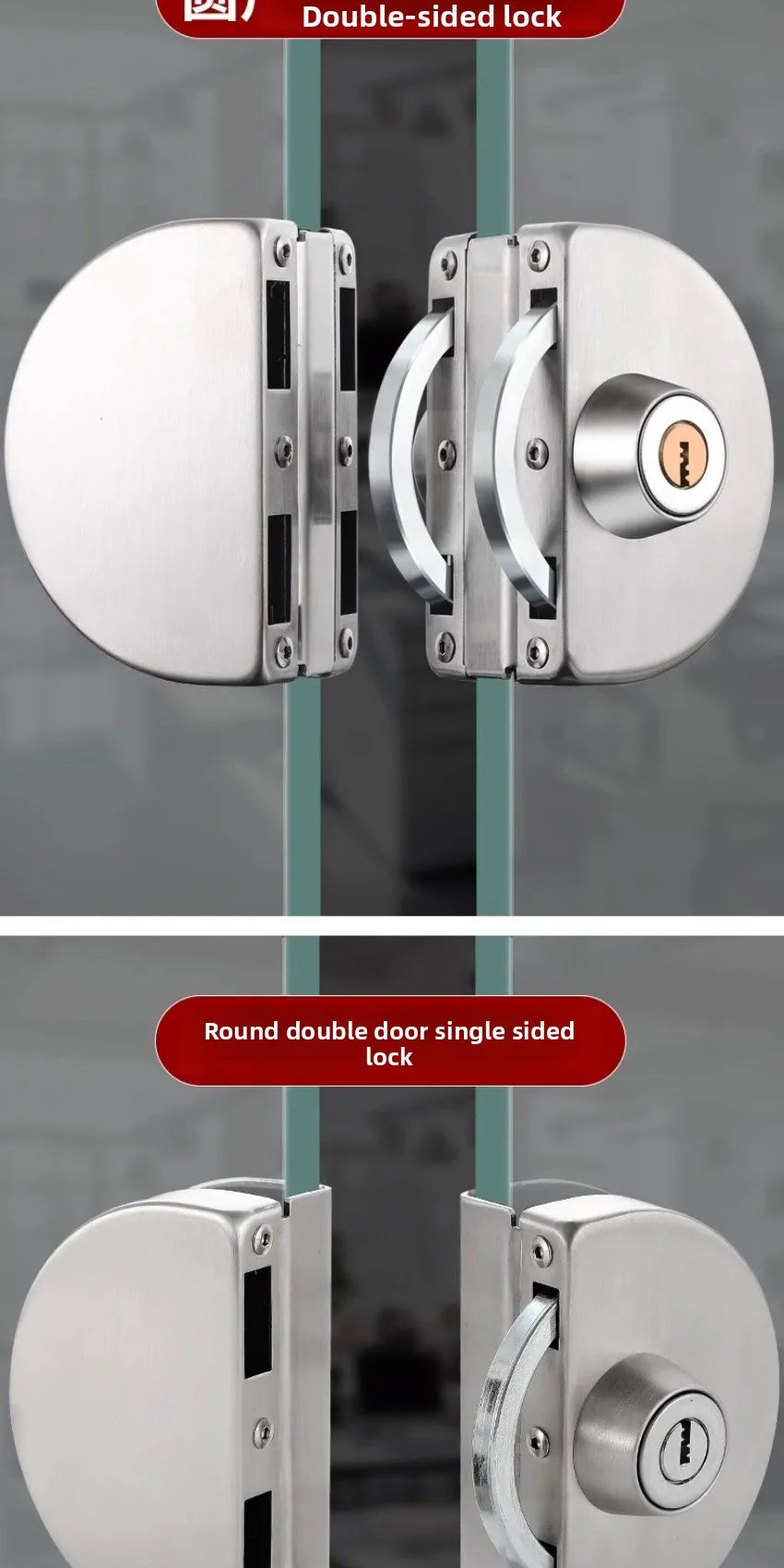 Semi-circular Non-opening Glass Door Lock Single and Double Door Door Frameless Glass Safety Lock Hardware Accessories