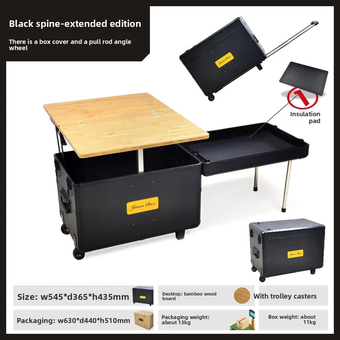 Outdoor Mobile Kitchen Car Camping Box Picnic Storage with Folding Tea Table