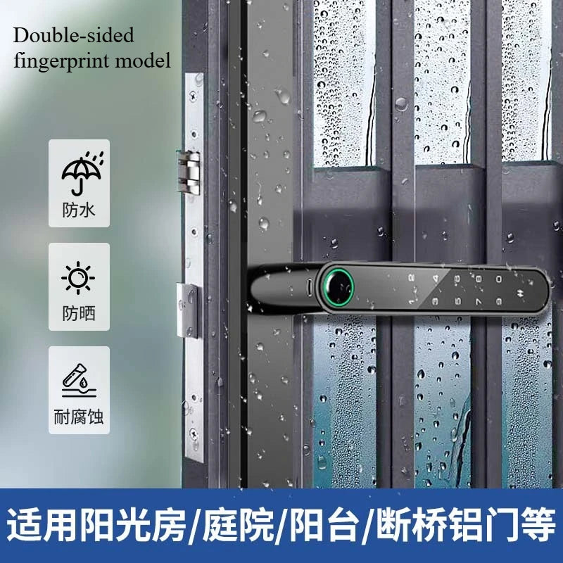 Tuya Waterproof Broken Bridge Aluminum Fingerprint Lock Narrow Side Door Double-sided Smart Password Lock