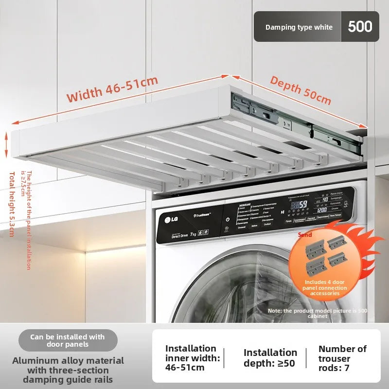 Washing Machine Pull Hanger, Hidden Telescopic Invisible Pants Hanger Above Balcony, Pants Draw Built-in Storage Slide