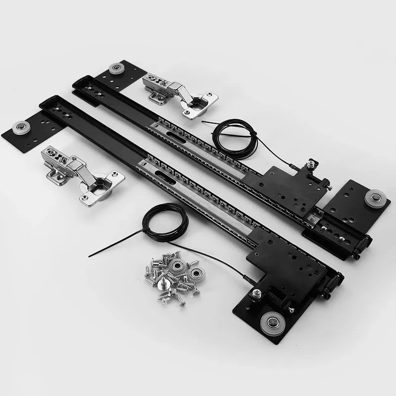 Hidden Swing Door Plug-in Track Cabinet Wardrobe Folding Telescopic Side Mount Reverse Swing Door Hardware Accessories