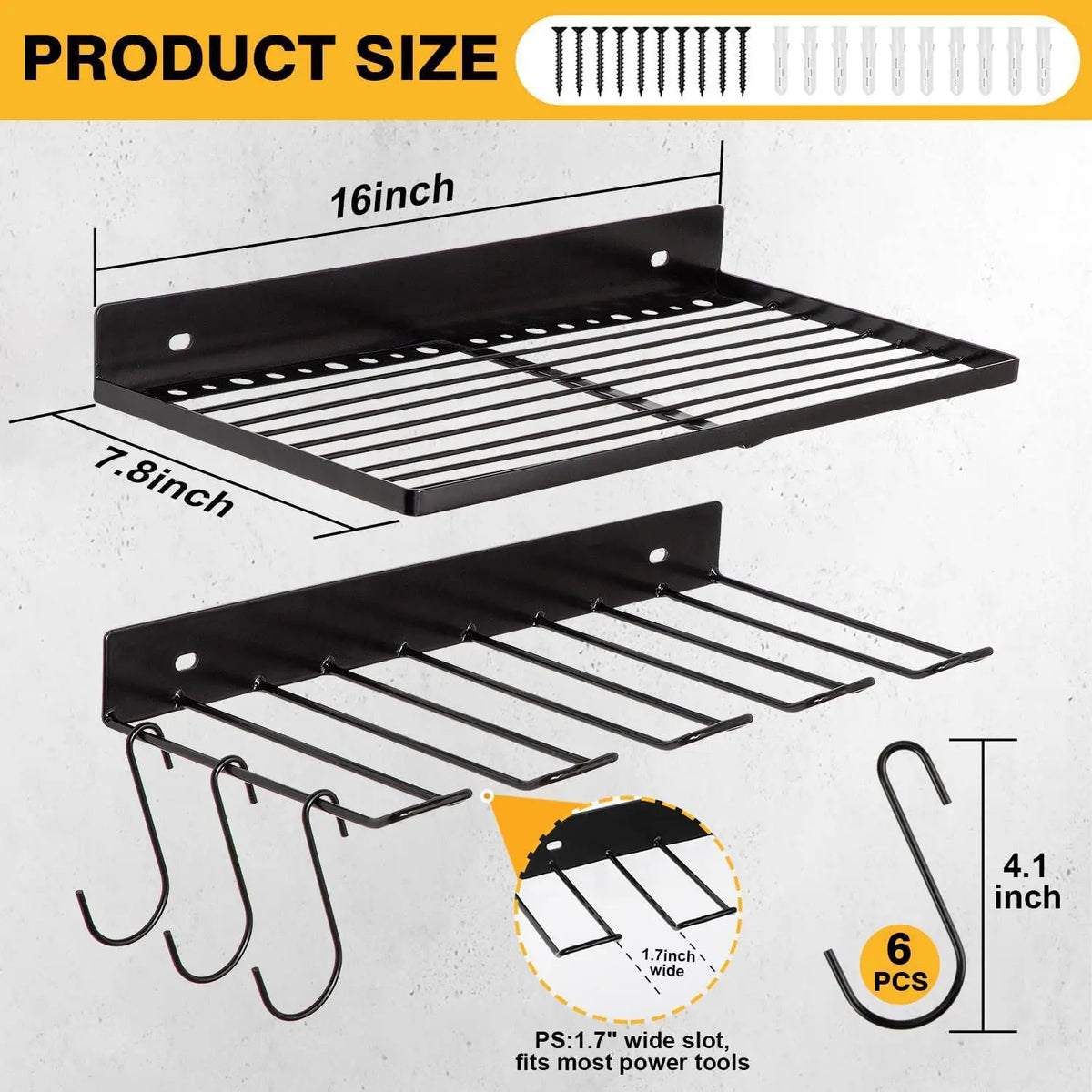 Wholesale Wall Mounted Hardware Tool Rack Shelf Screwdriver Electric Drill Rack Cross Border Metal Power Tool Storage Rack