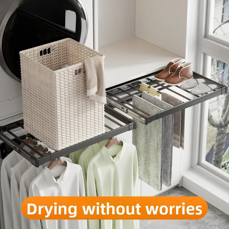 Telescopic Wardrobe Cabinet Referral Pull Hanging Pants Rack Basket Push Pull Smooth Pants Rack