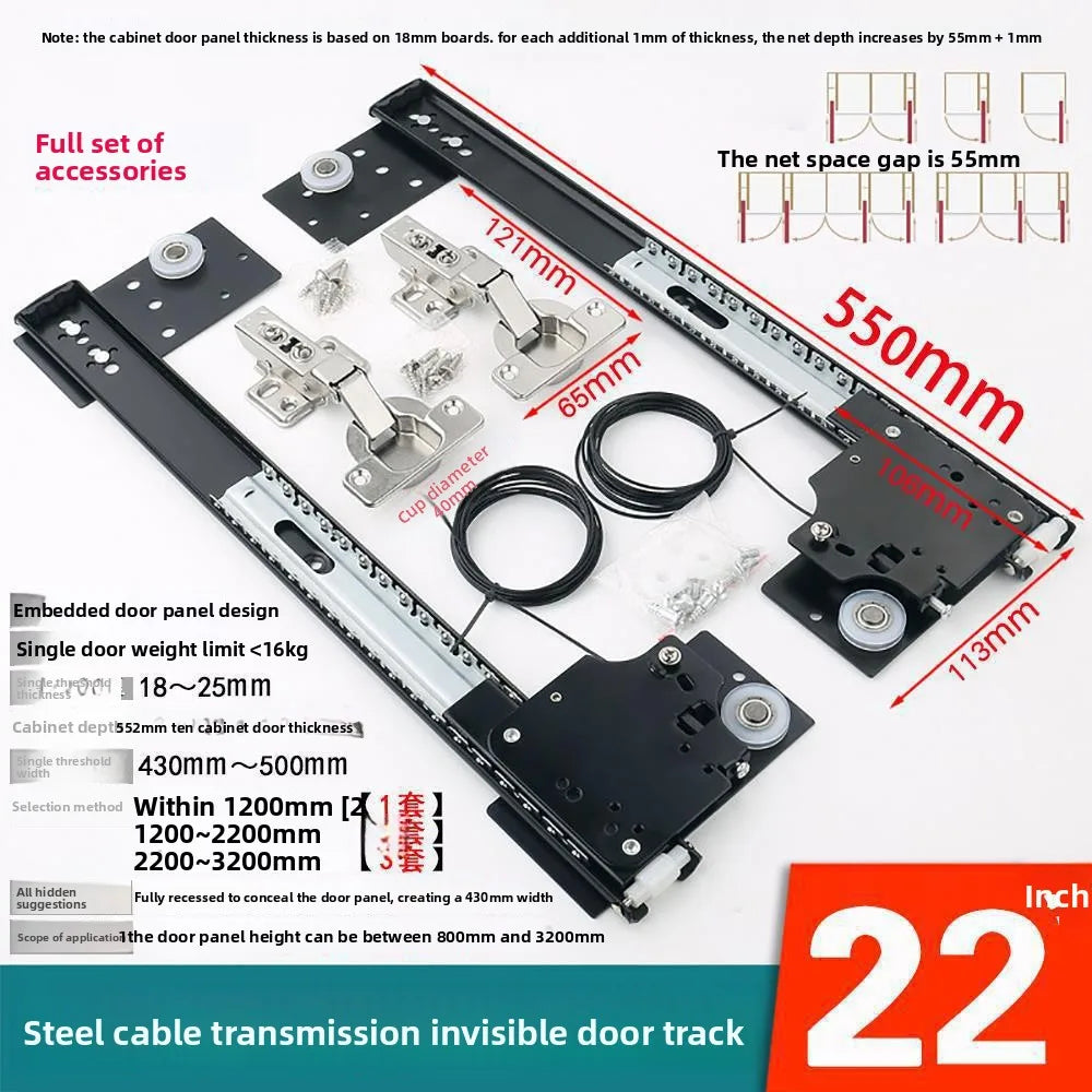 Hidden Swing Door Plug-in Track Cabinet Wardrobe Folding Telescopic Side Mount Reverse Swing Door Hardware Accessories