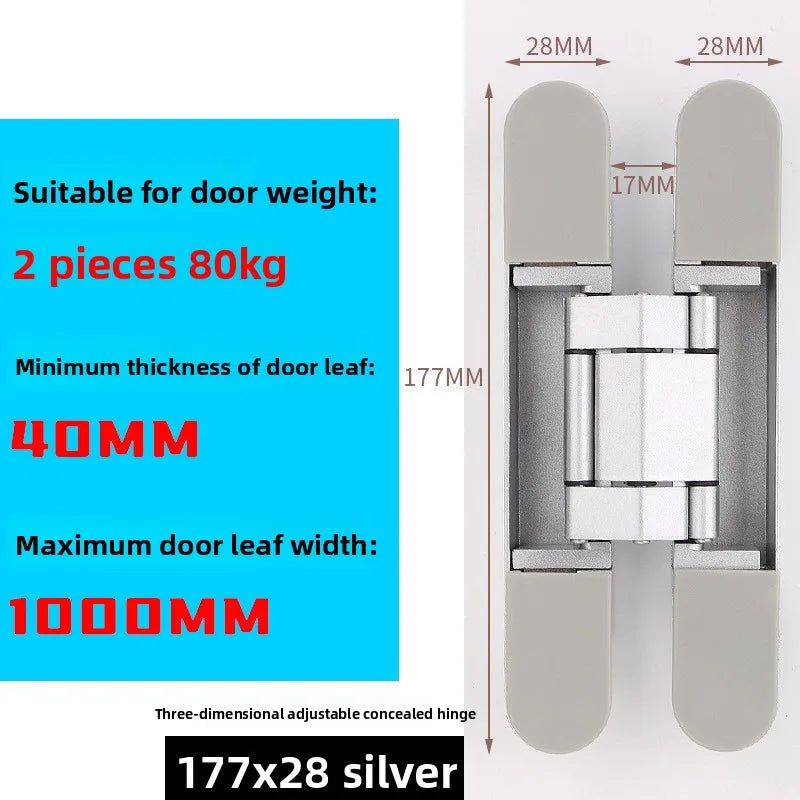 Hidden Three-dimensional Hinge Zinc Alloy Invisible Hinge Adjustable Door Three-dimensional Hinge