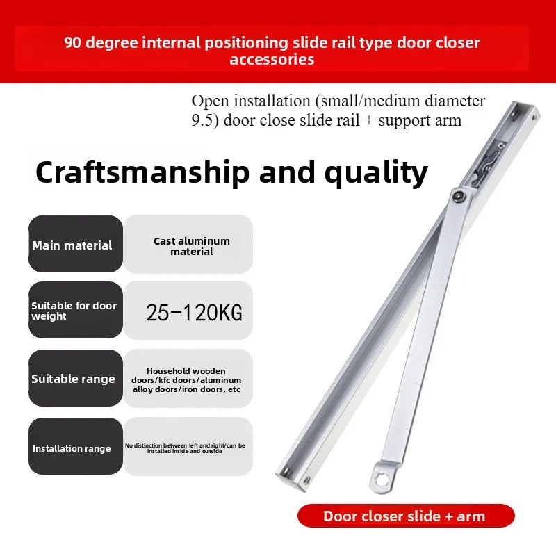 Slide Type Door Closer with 90° Positioning – Anti-theft Hydraulic Buffer