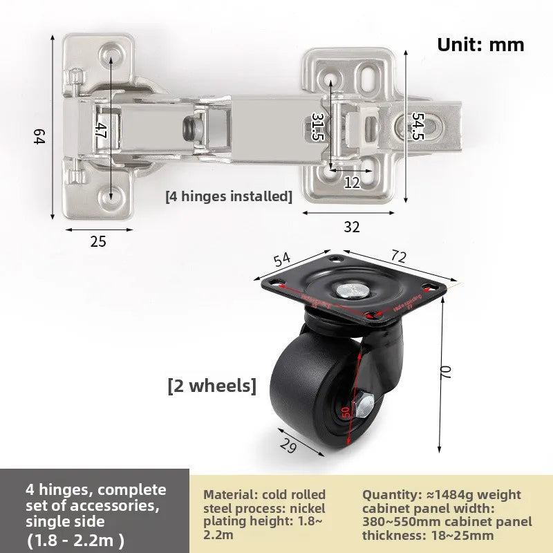 Refrigerator Storage Cabinet Door Hinge Hardware Full Set of Accessories Kitchen Locker Locker Double Door Large Angle Hinge