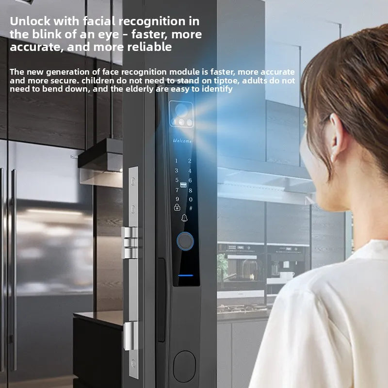 Broken Bridge Aluminum Facial Recognition Smart Lock Graffiti Fingerprint Lock Waterproof and High Temperature Resistance