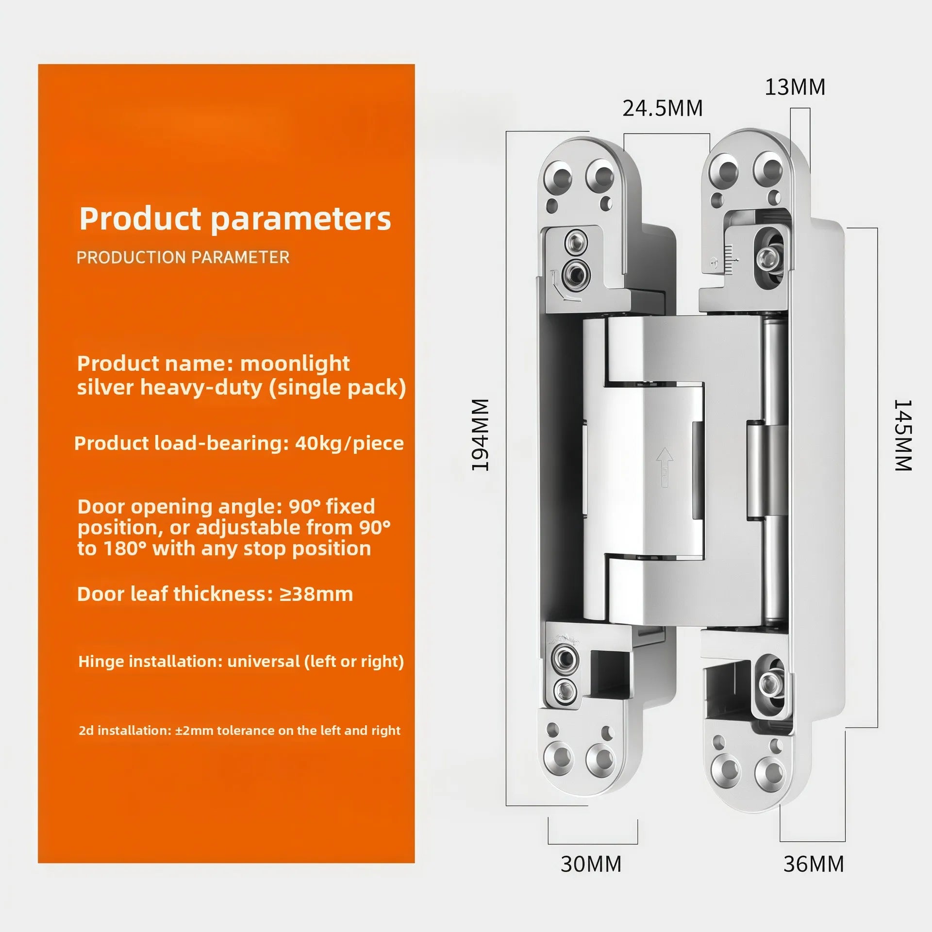 Hydraulic 3D Hidden Folding Invisible Door Hinge Without Tail Rod 90 Degree Invisible Buffer Automatic Closing Hinge