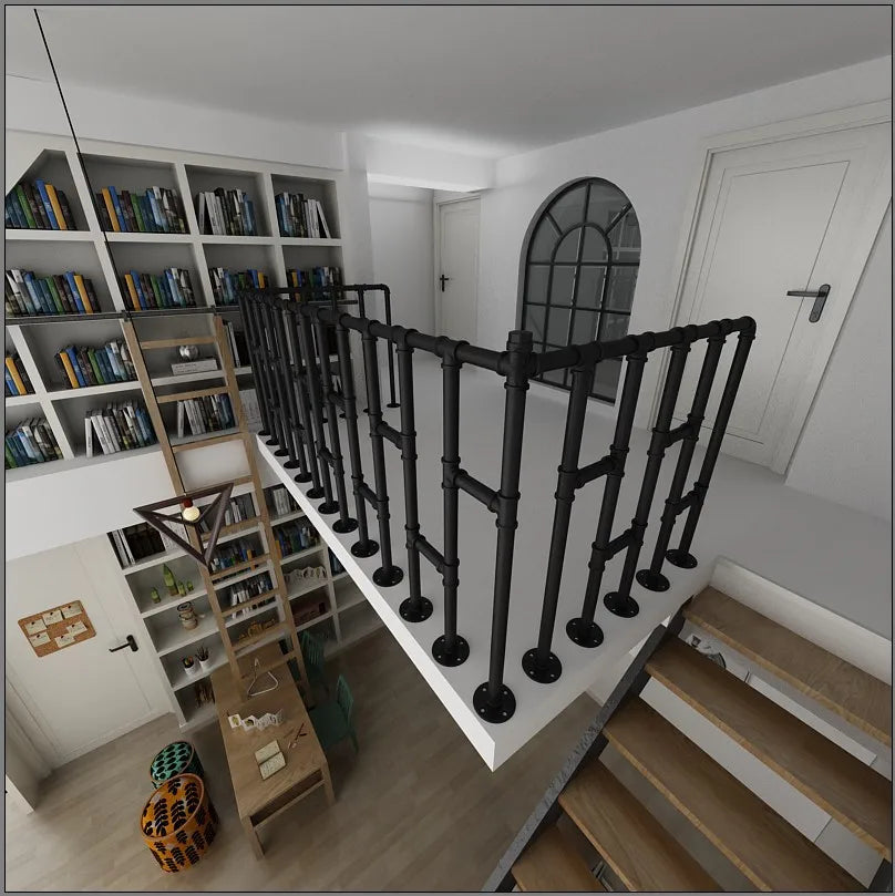 Vintage LOFT Water Pipe Stairs Handrails Simple Modern Loft Fence Restaurant Bar Railing Industrial Wind Fence Floor