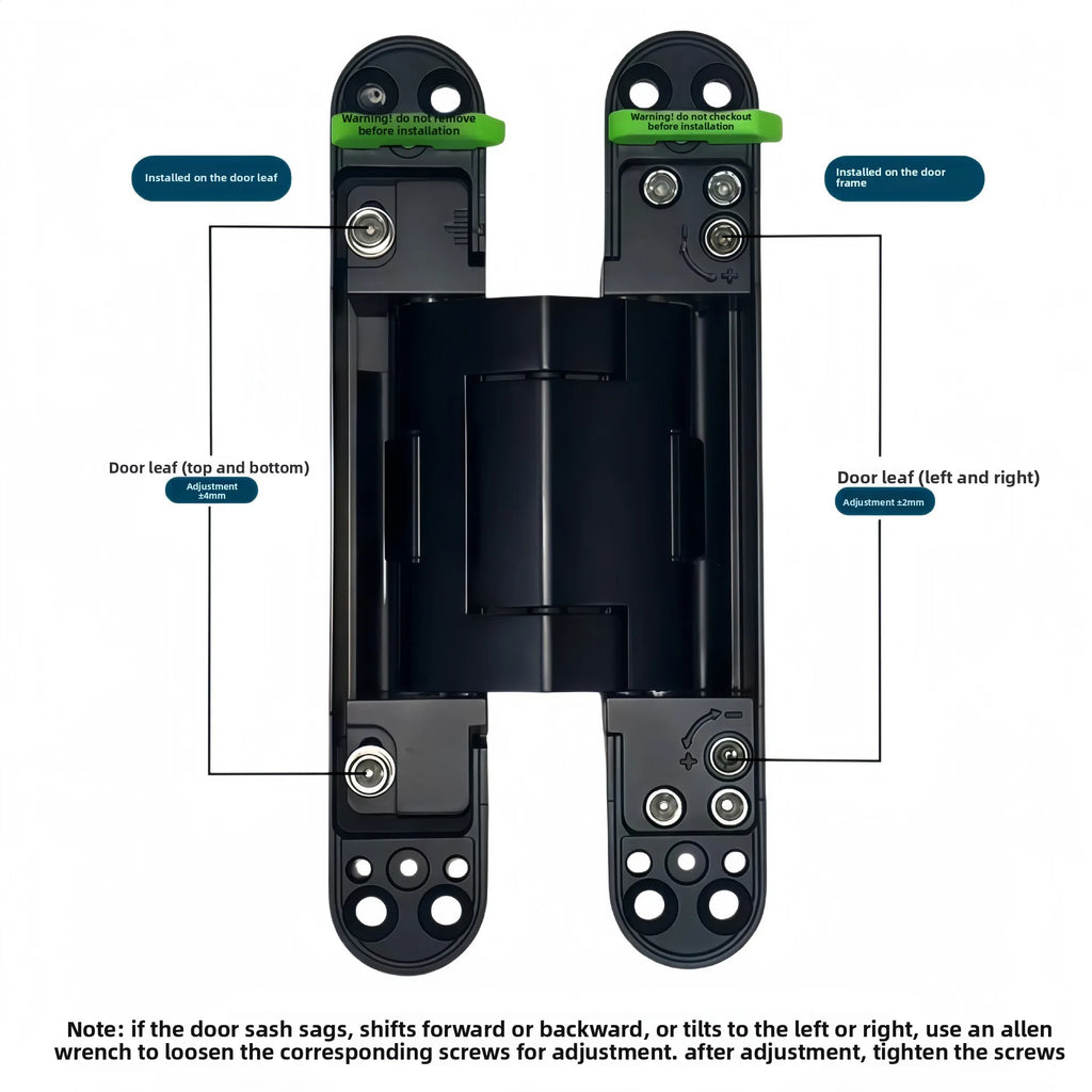 Hydraulic 3D Hidden Folding Invisible Door Hinge Without Tail Rod 90 Degree Invisible Buffer Automatic Closing Hinge