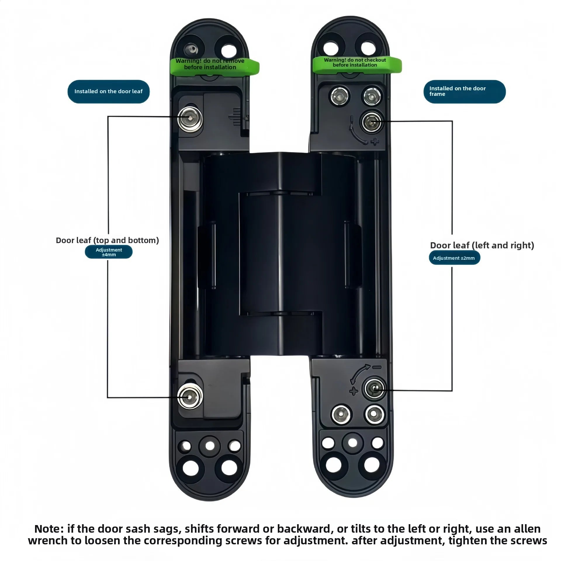 Hydraulic 3D Hidden Folding Invisible Door Hinge Without Tail Rod 90 Degree Invisible Buffer Automatic Closing Hinge