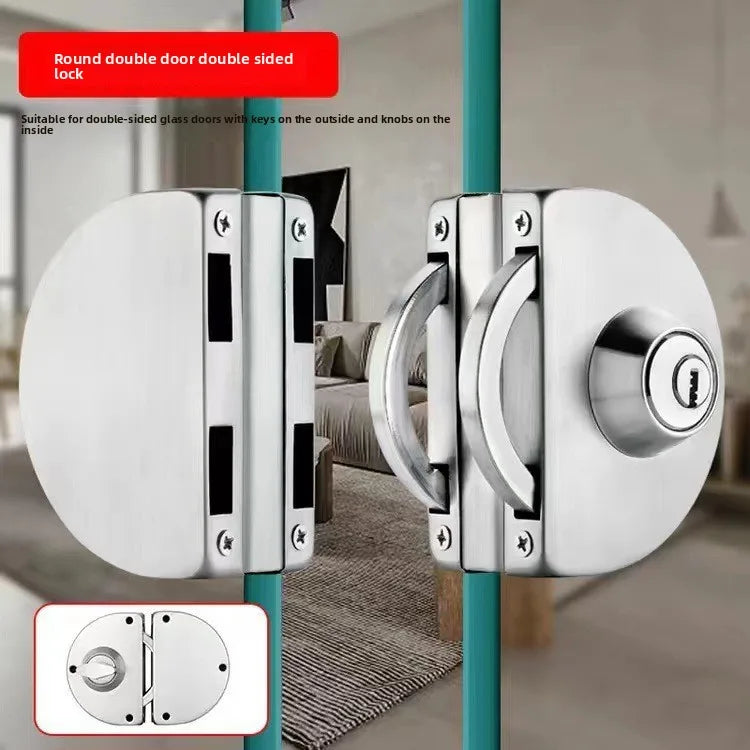 Semi-circular Non-opening Glass Door Lock Single and Double Door Door Frameless Glass Safety Lock Hardware Accessories