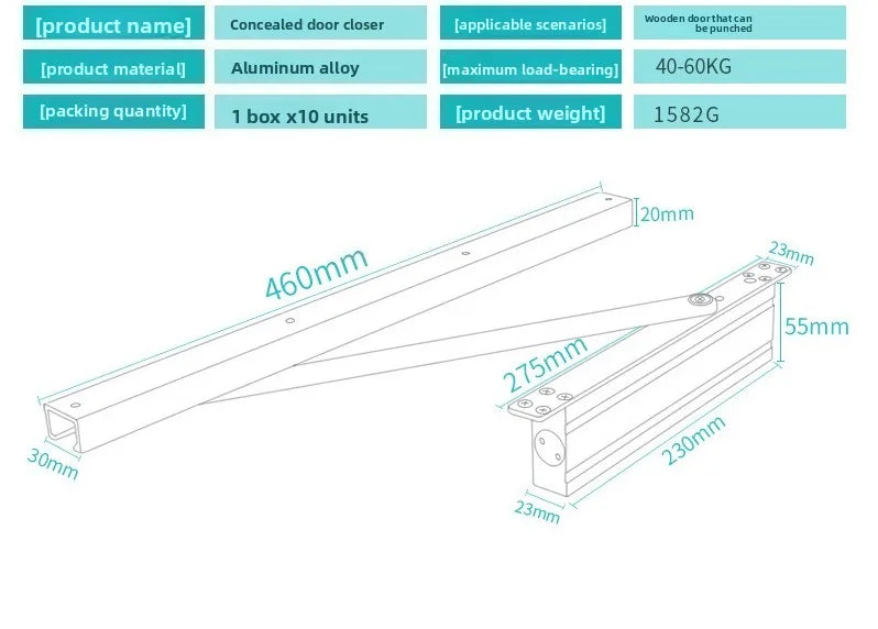 Concealed Door Closer – Ultra-thin 23mm Hydraulic Buffer