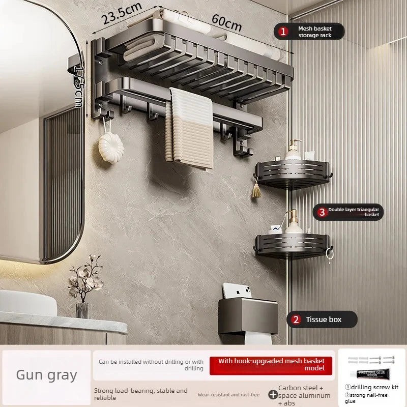 Gun Ash Towel Rack, Toilet Rack, Non-punching Bathroom Rack, Integrated Pendant, Toilet, Bathroom Towel Rack