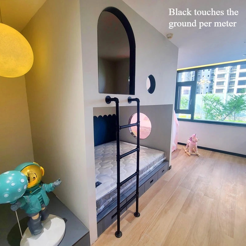 Nordic Ladder Household Straight Ladder Student Dormitory Up and Down Bed Ladder Loft Stairs Wrought Iron Loft Retro