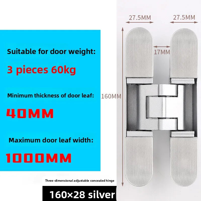 Hidden Three-dimensional Hinge Zinc Alloy Invisible Hinge Adjustable Door Three-dimensional Hinge