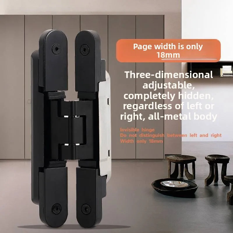 Ultra-thin Invisible Door Hinge 3D Adjustable Cross Hinge Wardrobe Folding Secret Door Hidden Hinge