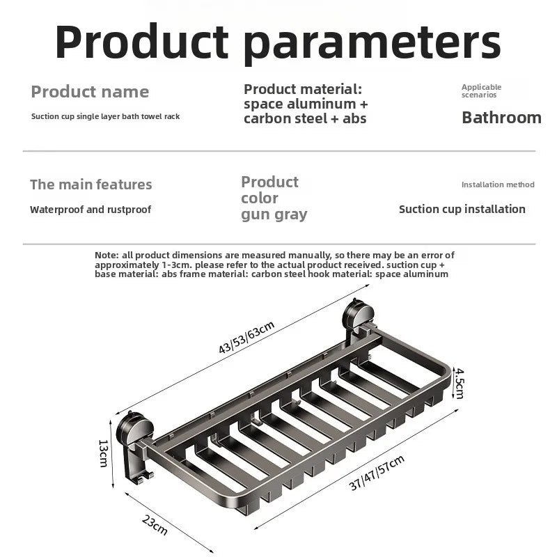 Suction Cup, Net Basket, Bath Towel Rack, No Punching, Bathroom Rack, Toilet, Clothes Storage Artifact Folding Towel Rack