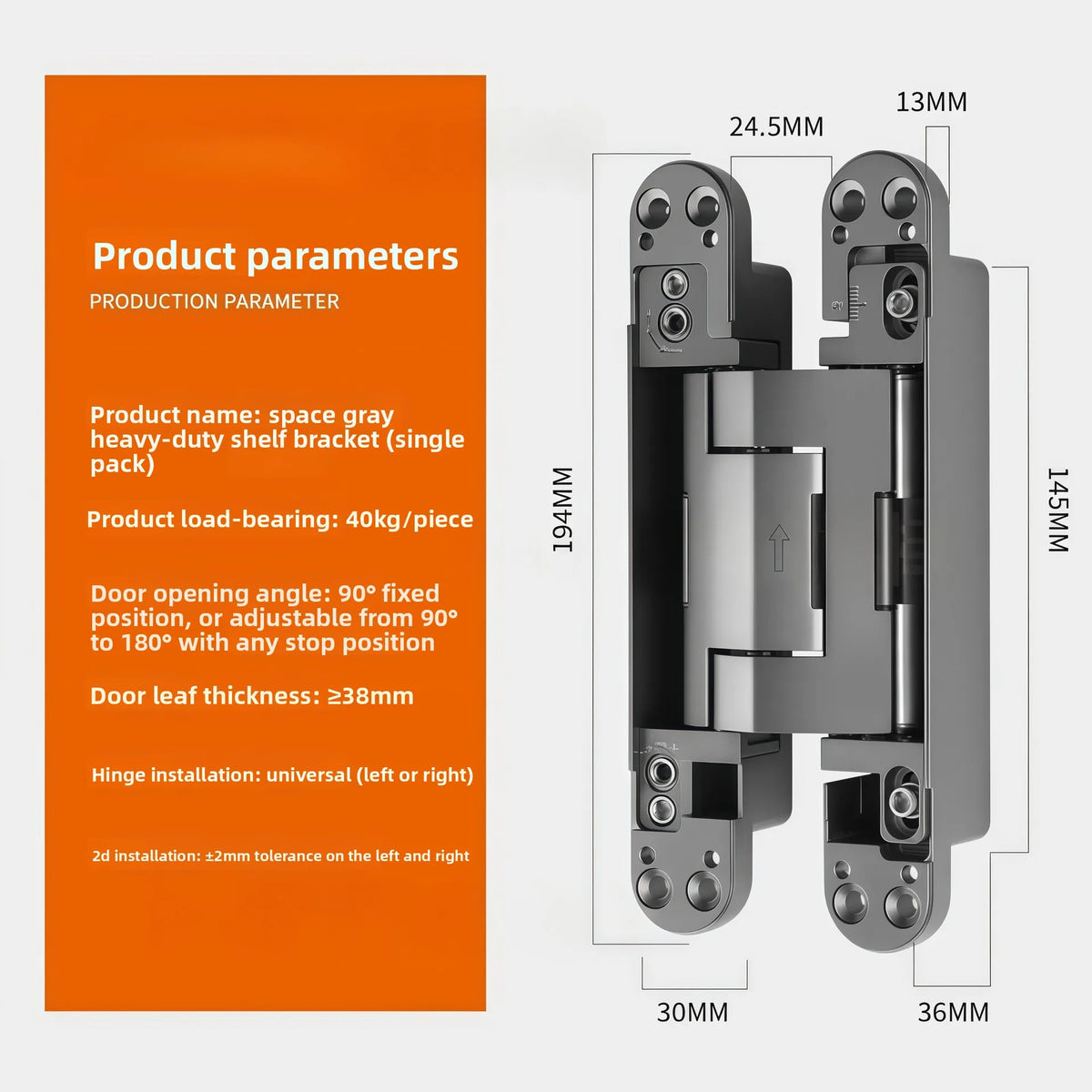 Hydraulic 3D Hidden Door Hinge – 90° Buffer Automatic Closing