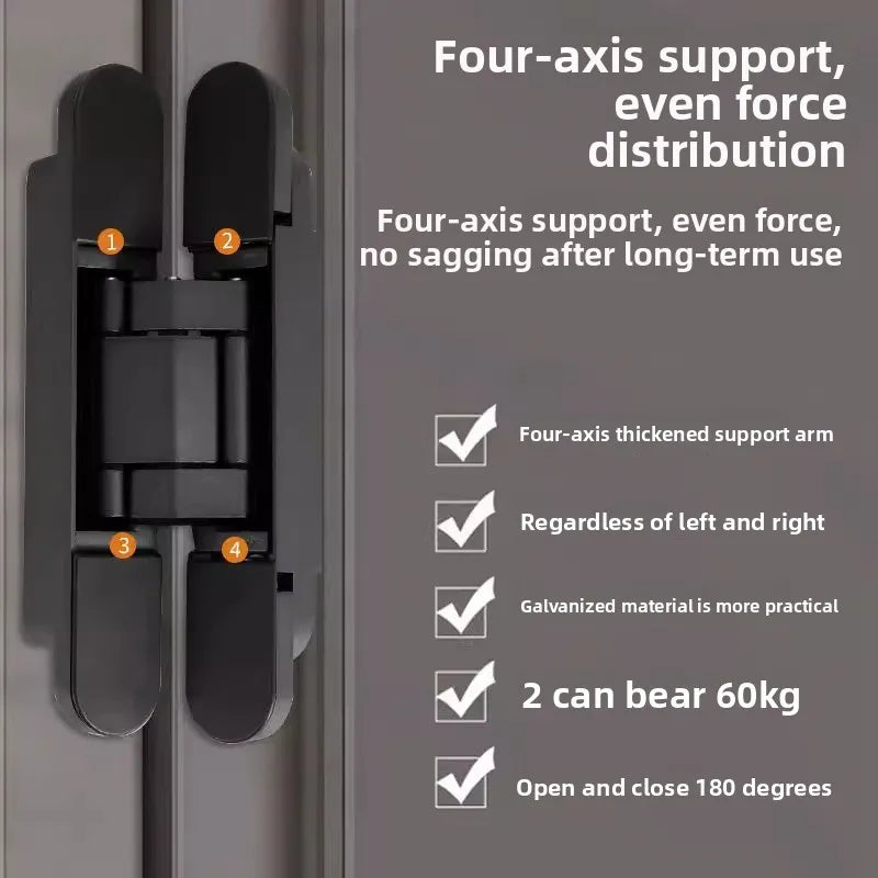 Hidden Three-dimensional Hinge Zinc Alloy Invisible Hinge Adjustable Door Three-dimensional Hinge