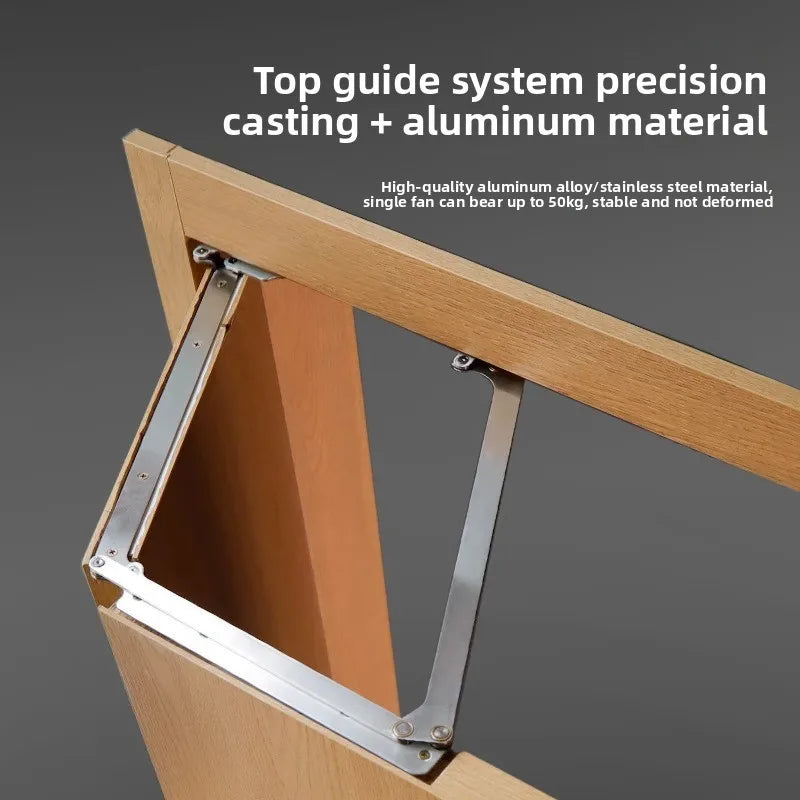 No Lower Rail Flat Folding Door Track Hardware Full Set of 180 Degree Folio Wooden Flat Door Folding Sliding Door Accessories