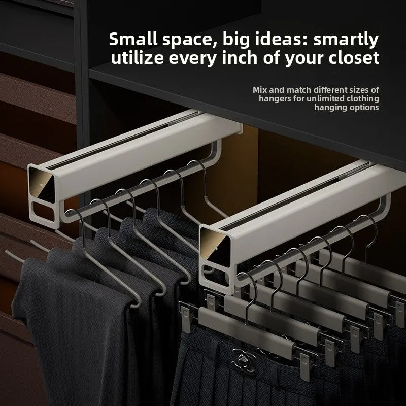 Storage Wardrobe Hanging Rod Pull-up Pants Rack Load-bearing Strong Telescopic Slide Rail Damping Silent Pull-up Wardrobe