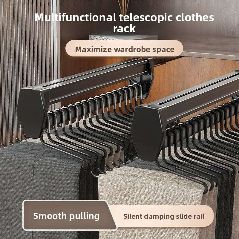 Manufacturer Pants Rack, Multi-functional Wardrobe, Clothing Pulling Track Shelf, Wardrobe Built-in Telescopic Pants Storage