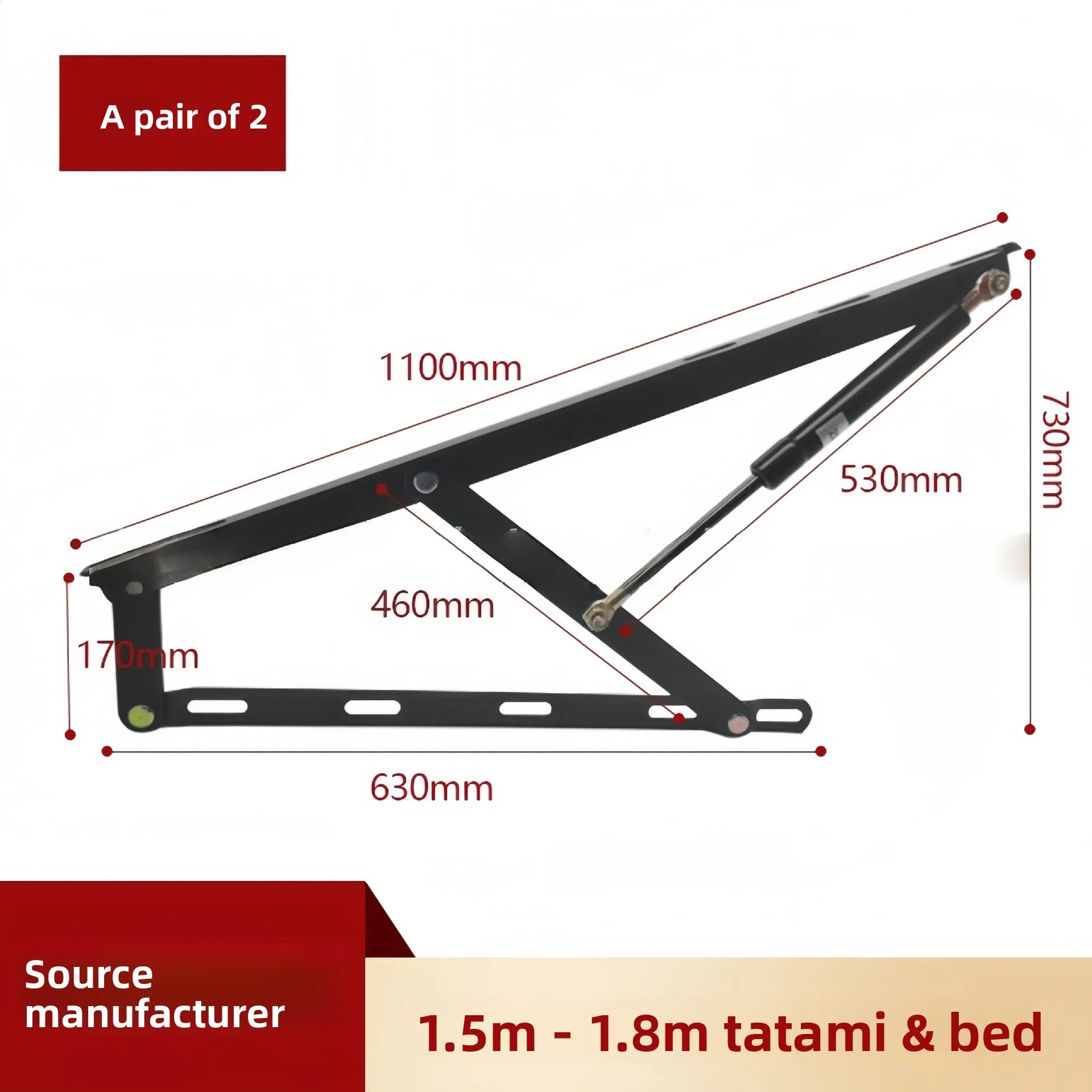 Bed Hydraulic Air Pole Tatami Bed Board Lifting Support Pole Bed Box Pneumatic Air Pole Bearing Strong Lifting